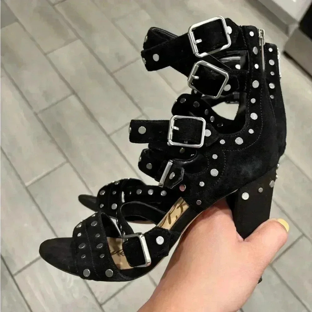 Sam Edelman Your Black Stud Heels Size 6 - Picture 4 of 7